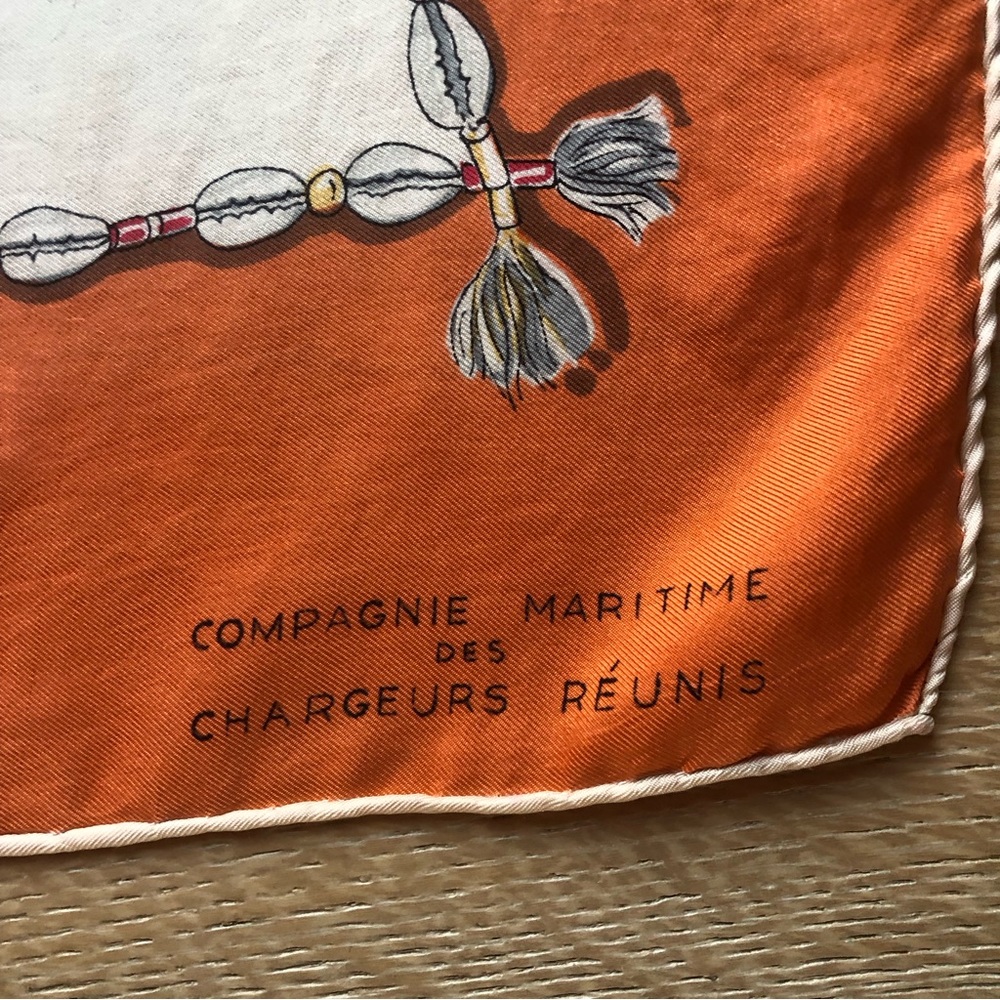 Vintage French silk scarf orange/white price firm! - Picture 2 of 6